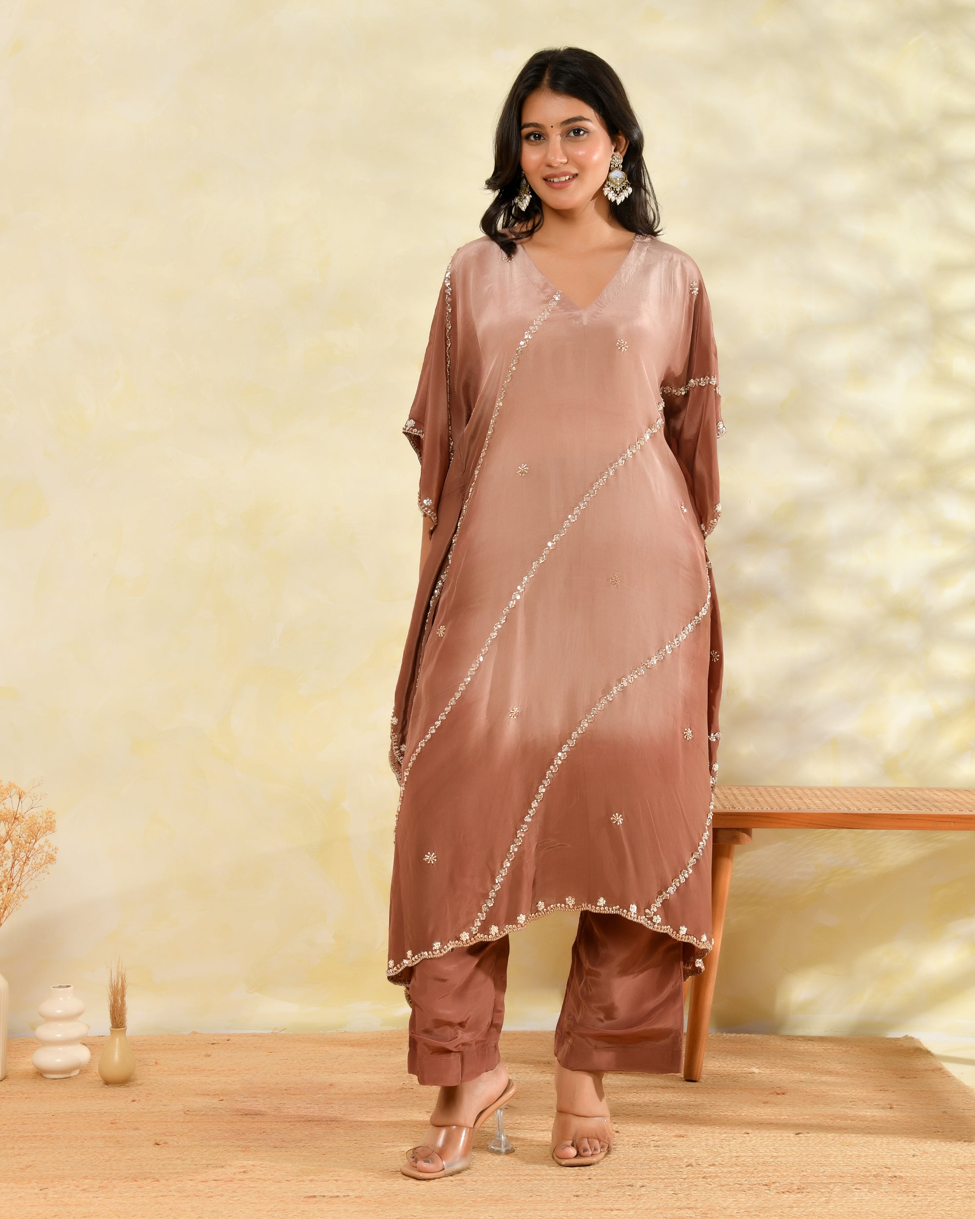 Brown Handwork Kaftan Set