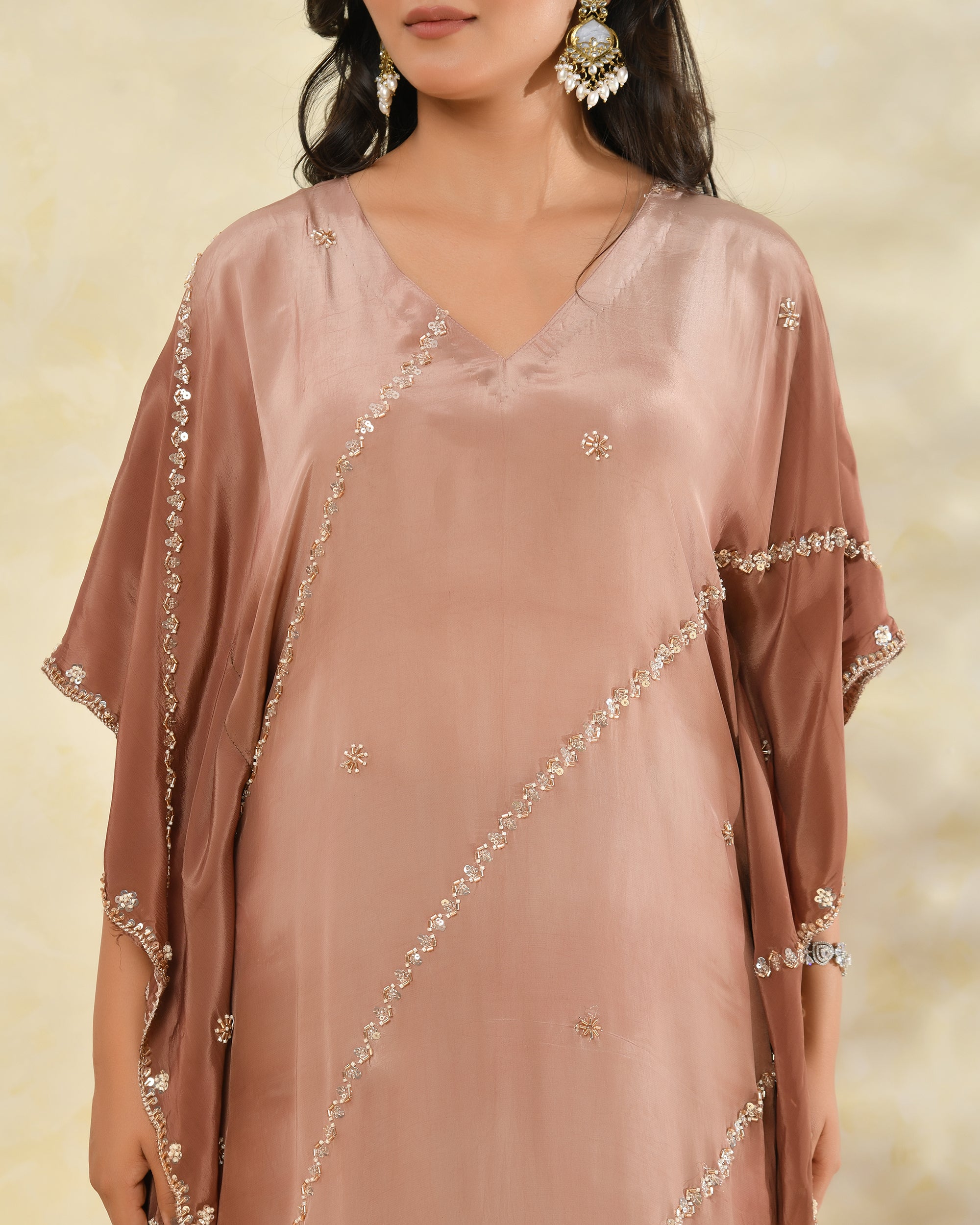 Brown Handwork Kaftan Set