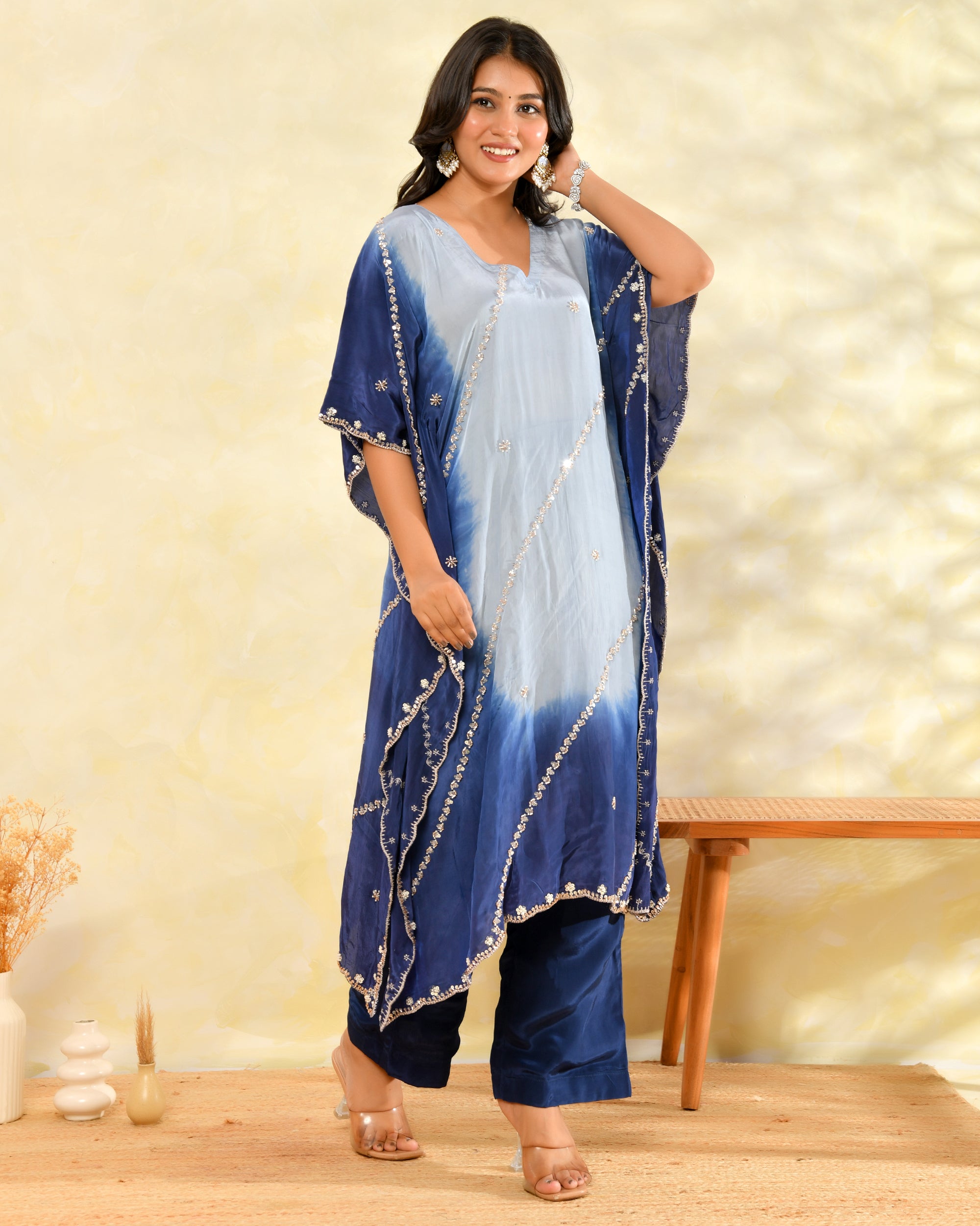 Blue Handwork Kaftan Set