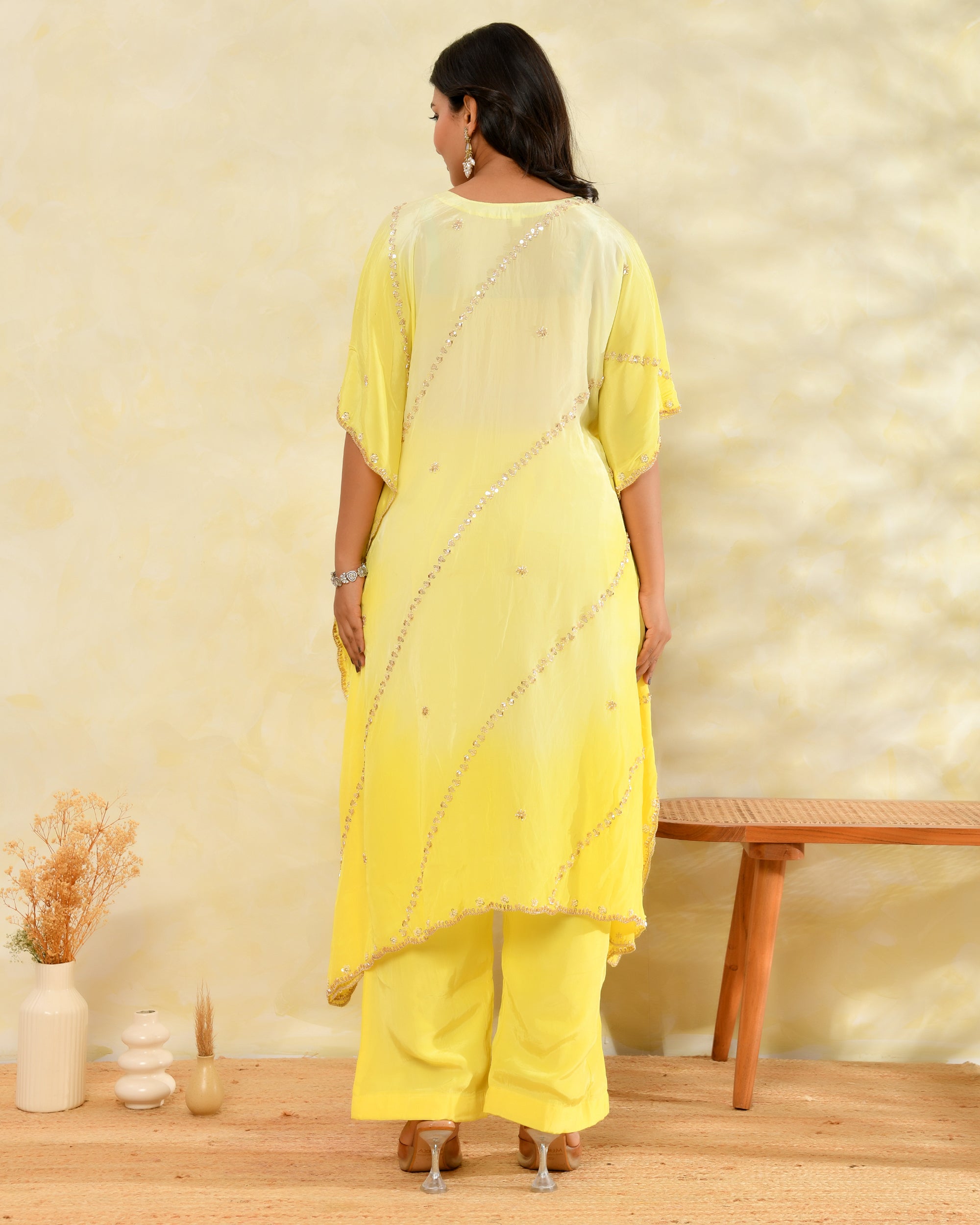 Yellow Handwork Kaftan Set