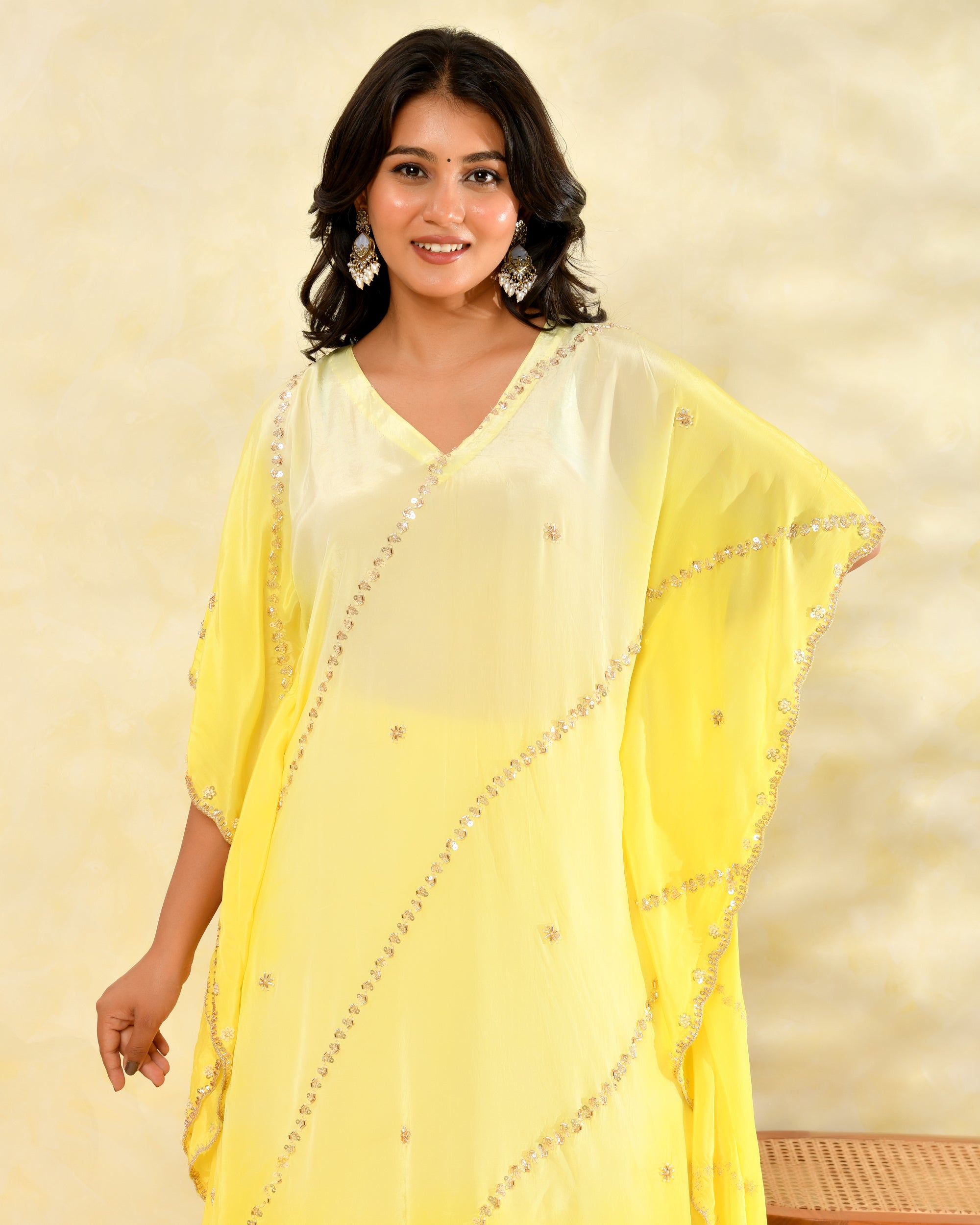 Yellow Handwork Kaftan Set
