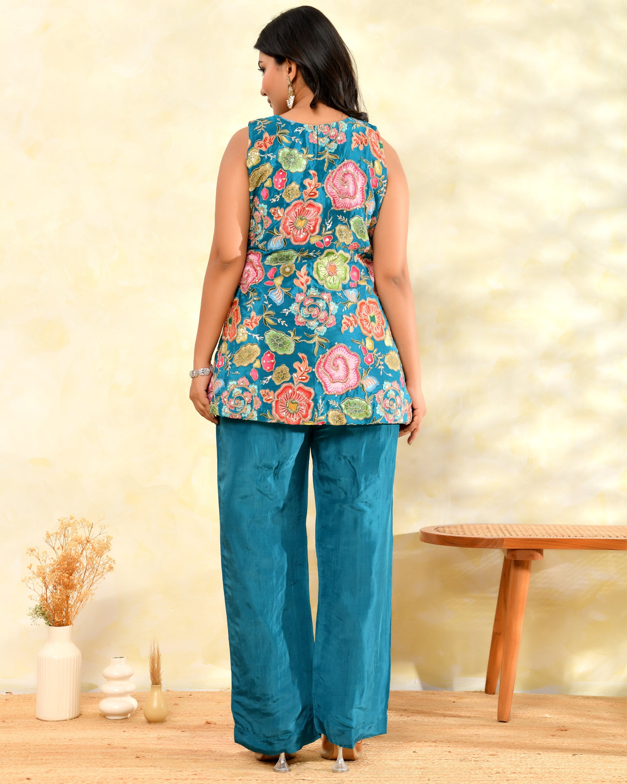 Blue Zari Handwork Coord Set