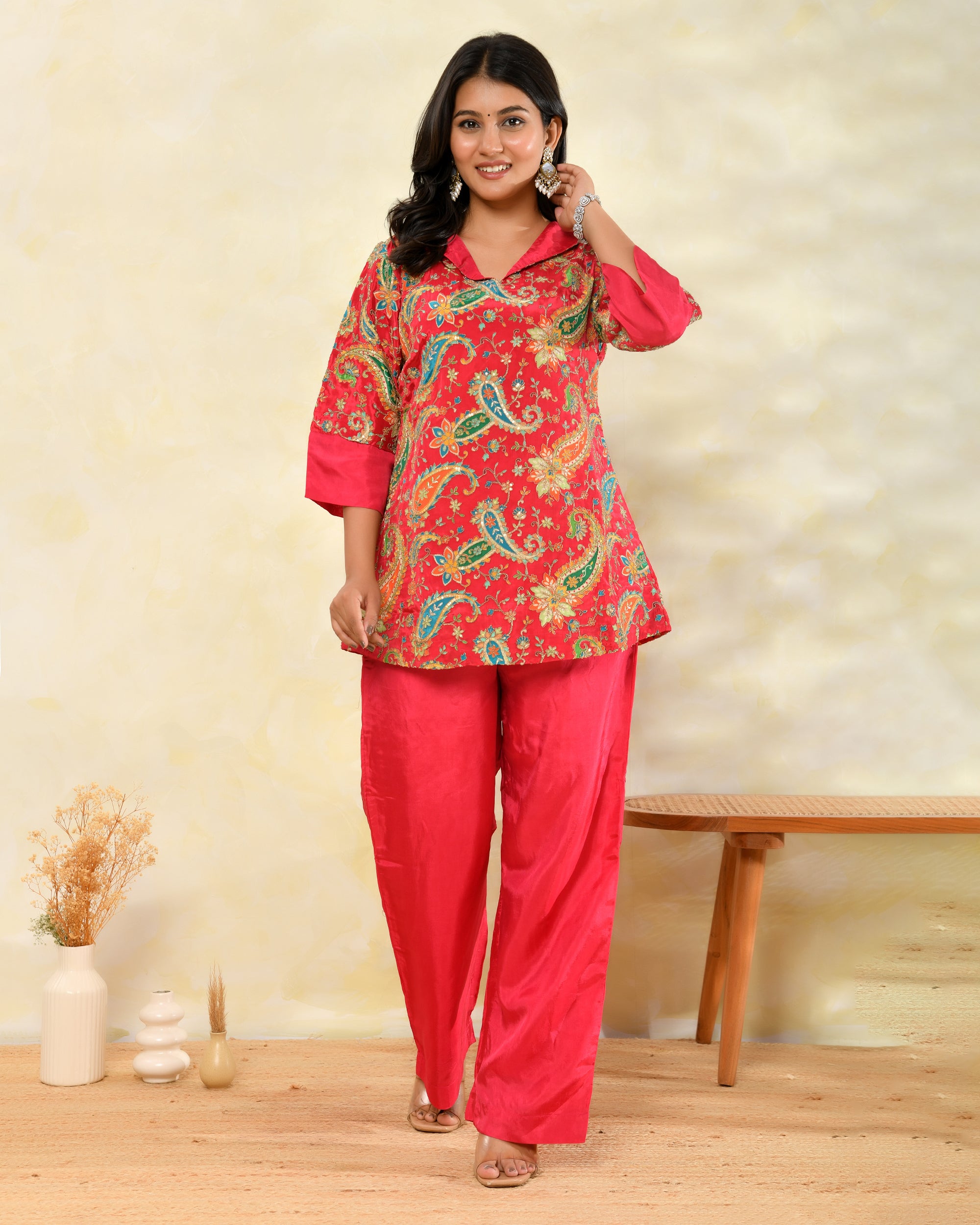 Radha Zari Handwork Coord Set
