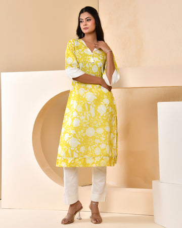 Neon Chanderi Kurta Set