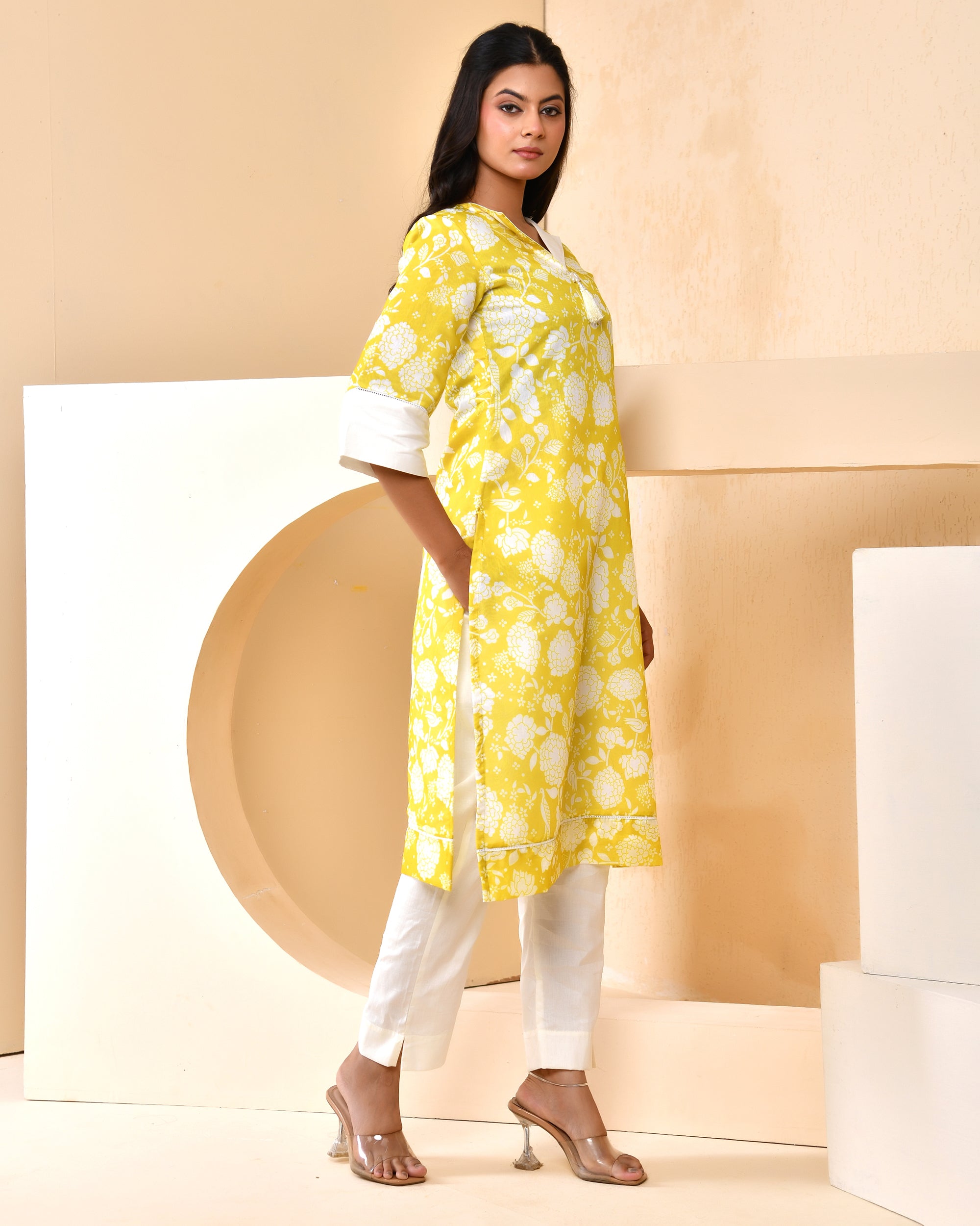 Neon Chanderi Kurta Set