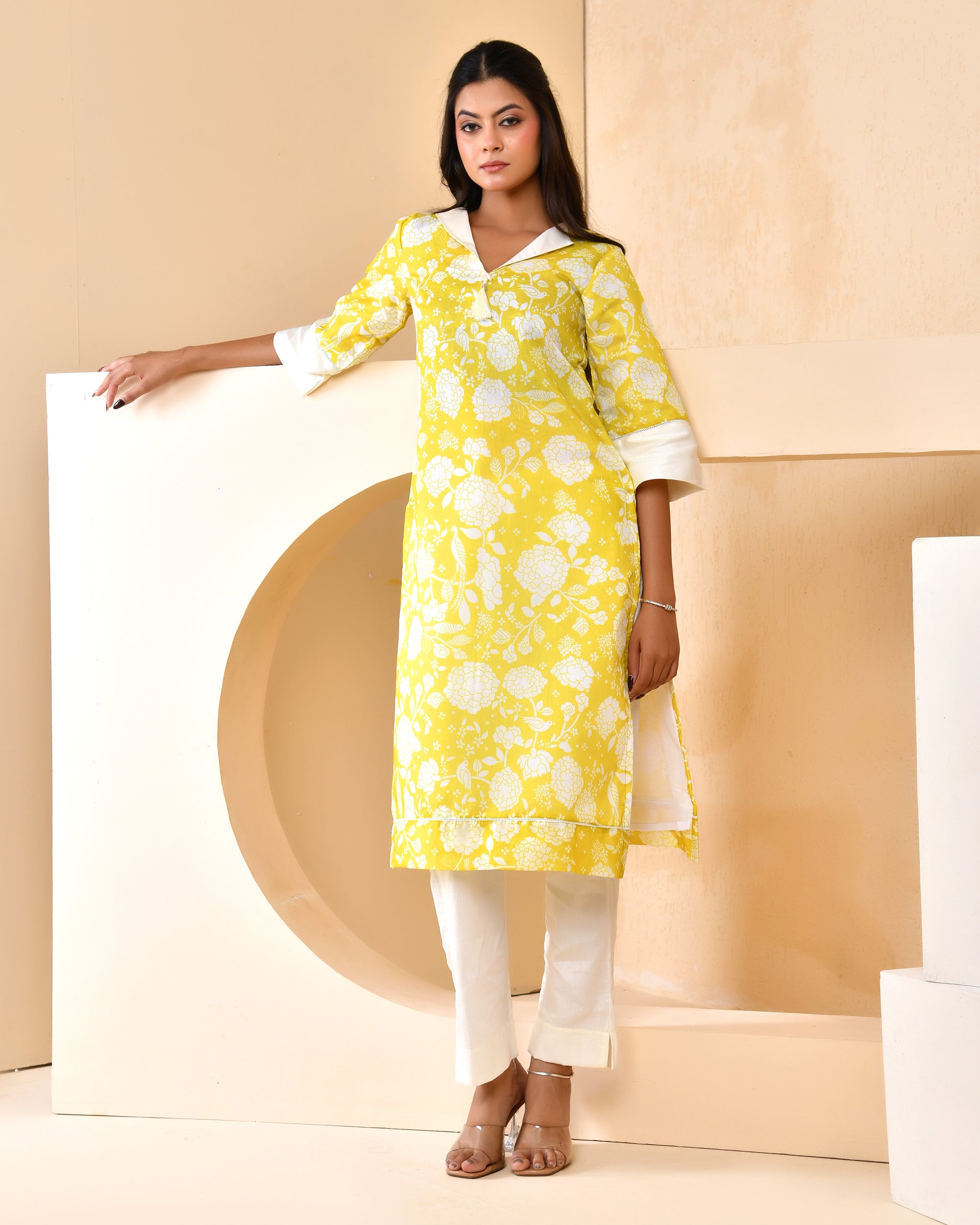 Neon Chanderi Kurta Set