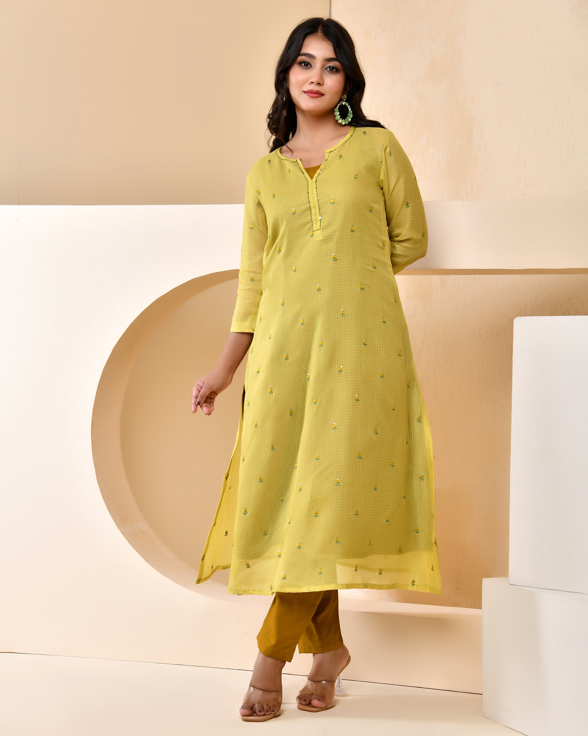 Green Embroidered Doriya Set