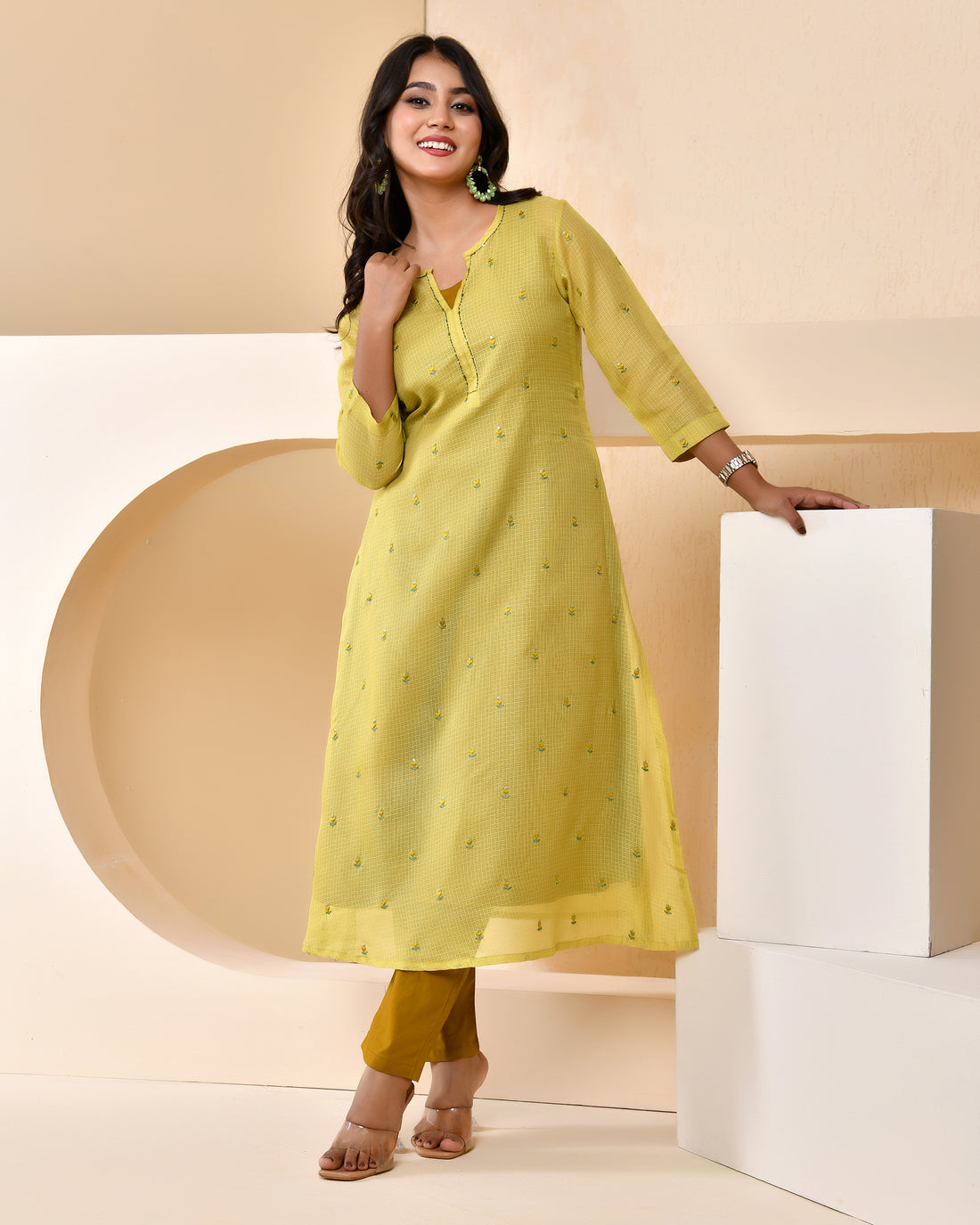 Green Embroidered Doriya Set