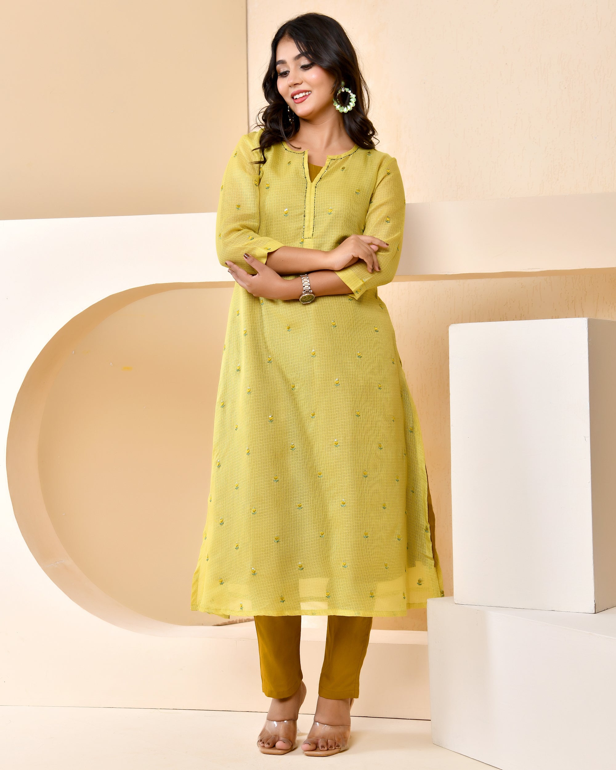 Green Embroidered Doriya Set