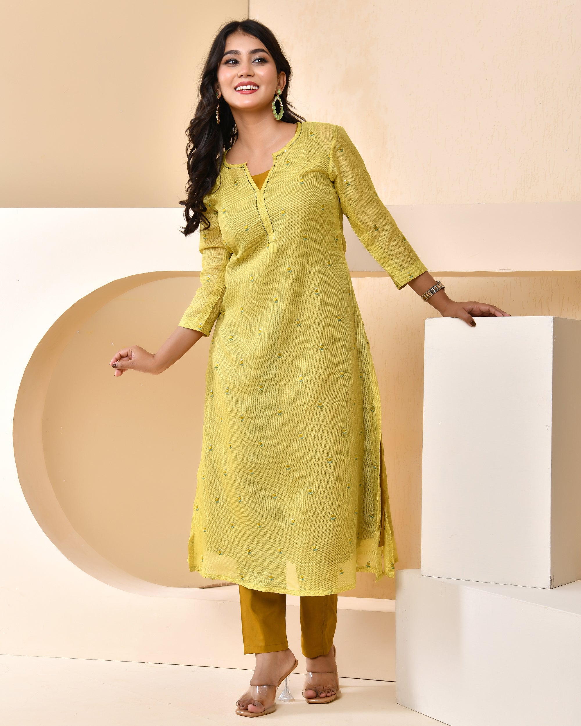 Green Embroidered Doriya Set