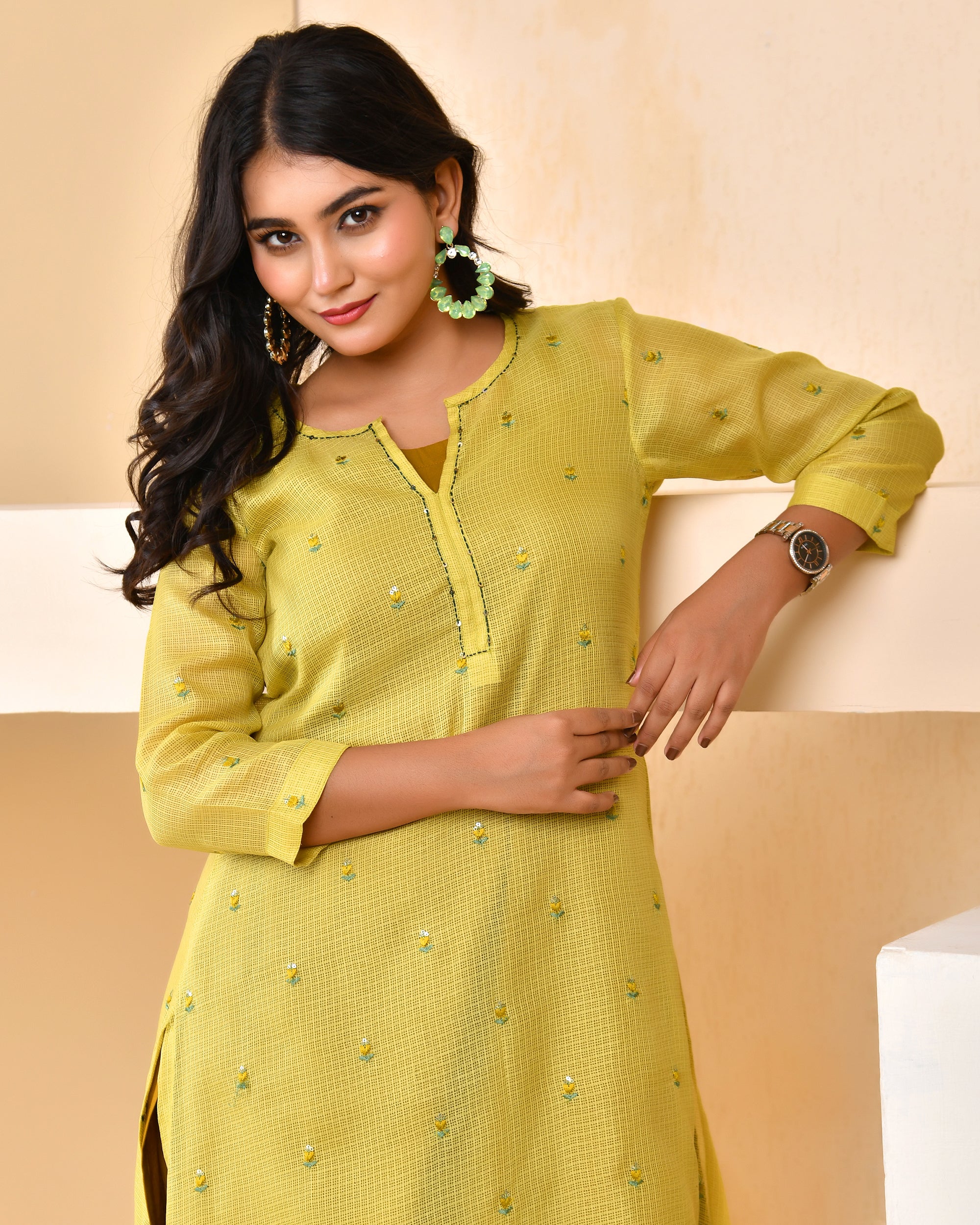 Green Embroidered Doriya Set