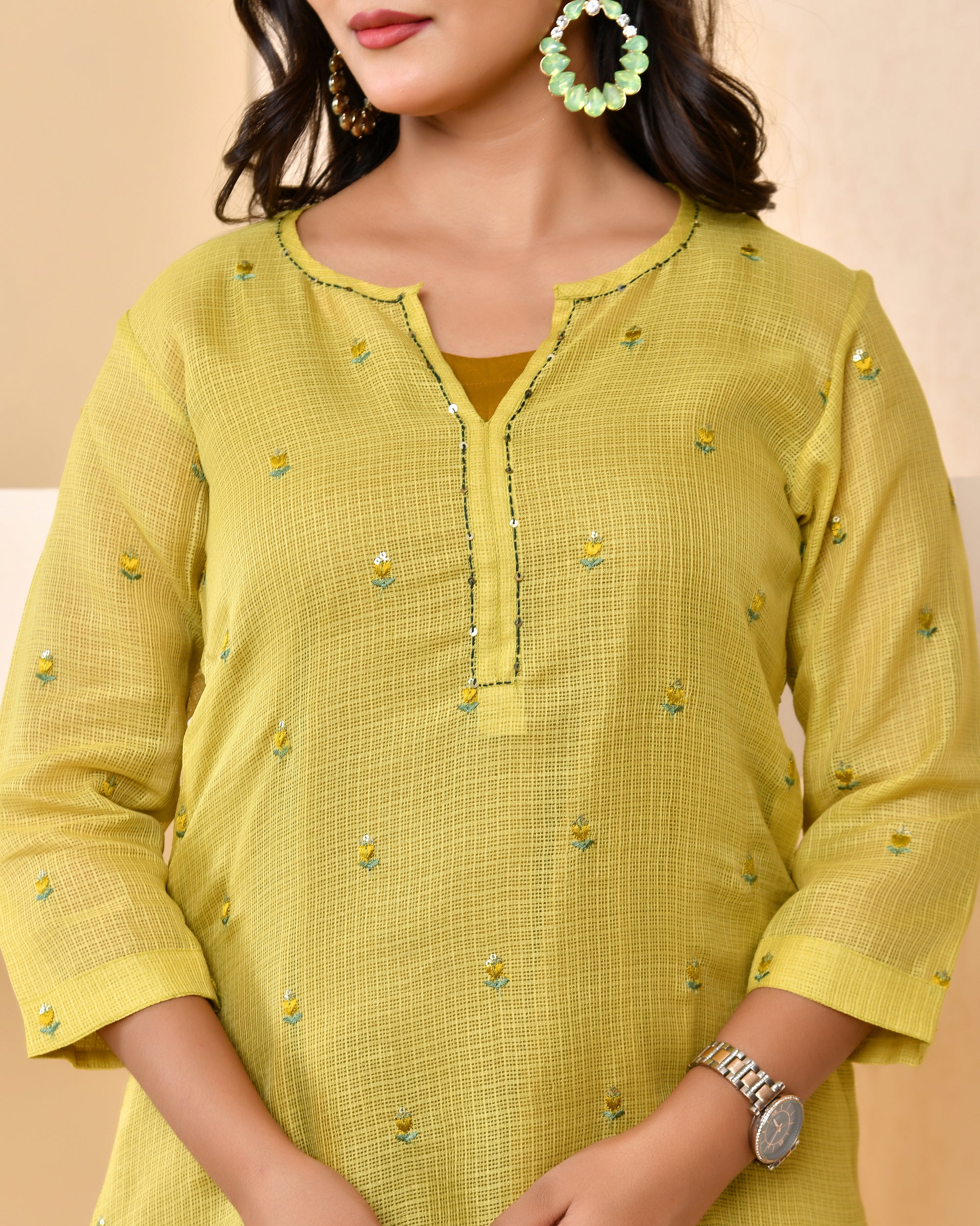 Green Embroidered Doriya Set