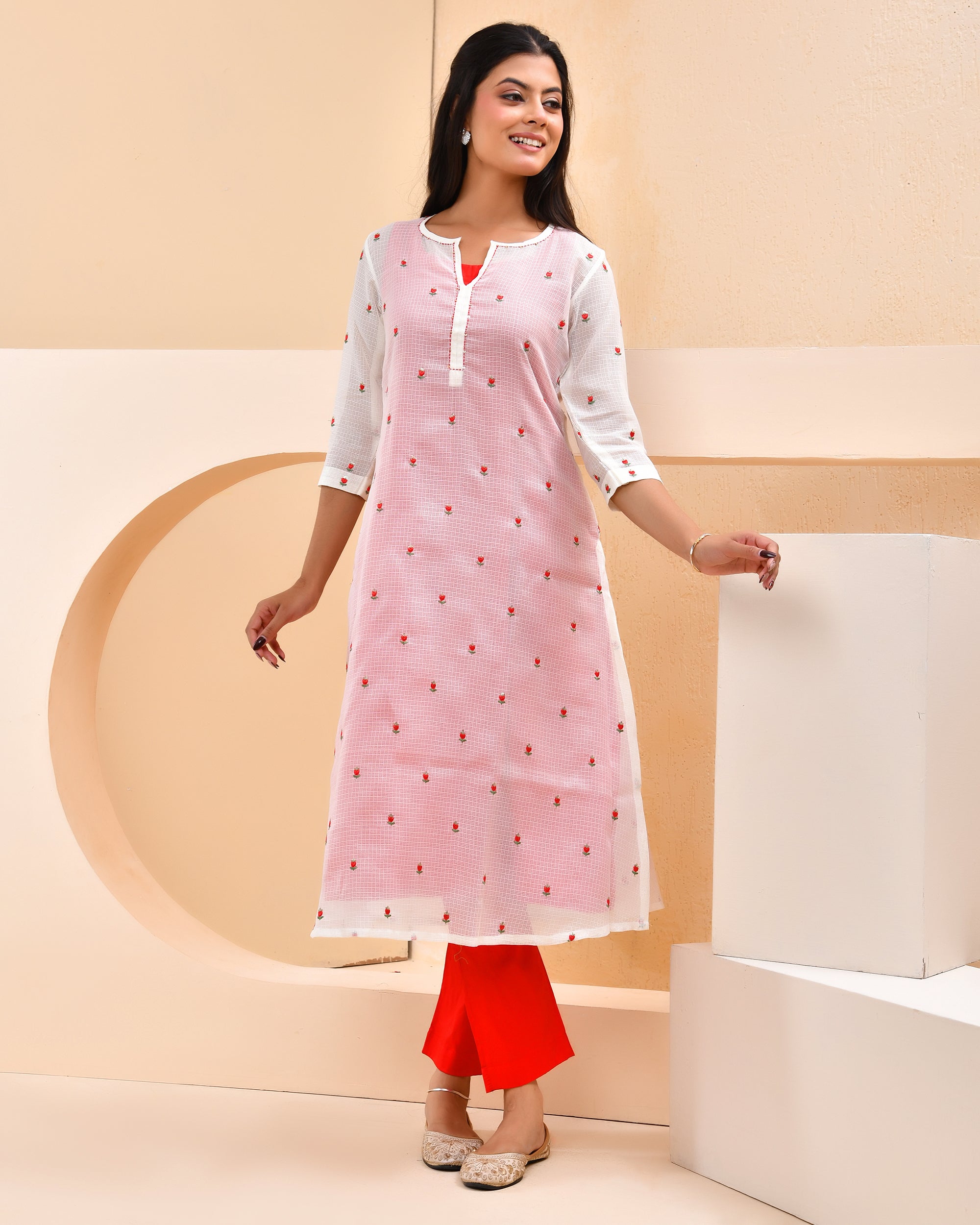White Embroidered Doriya Set