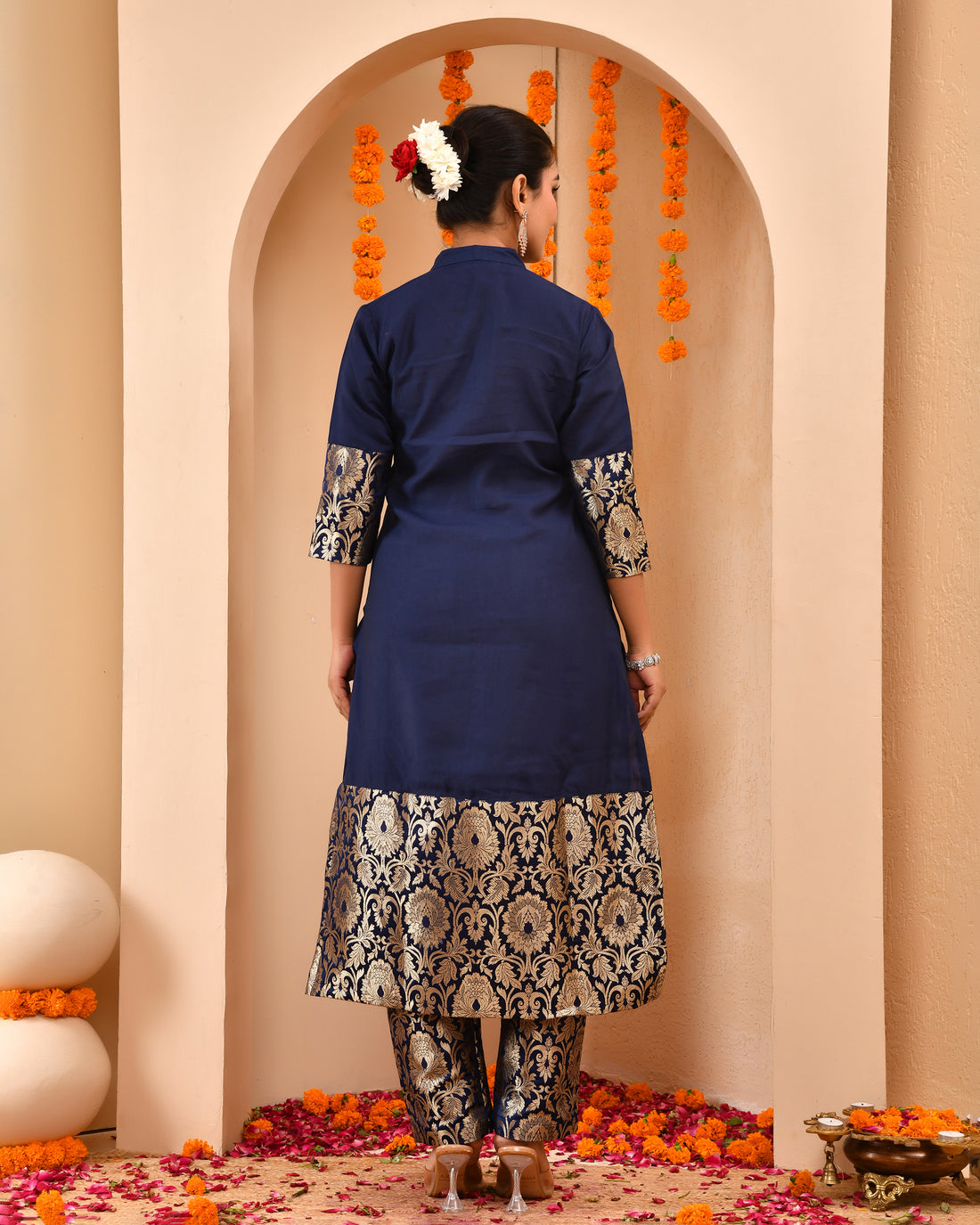 Berry Blue Brocade Duppta Set