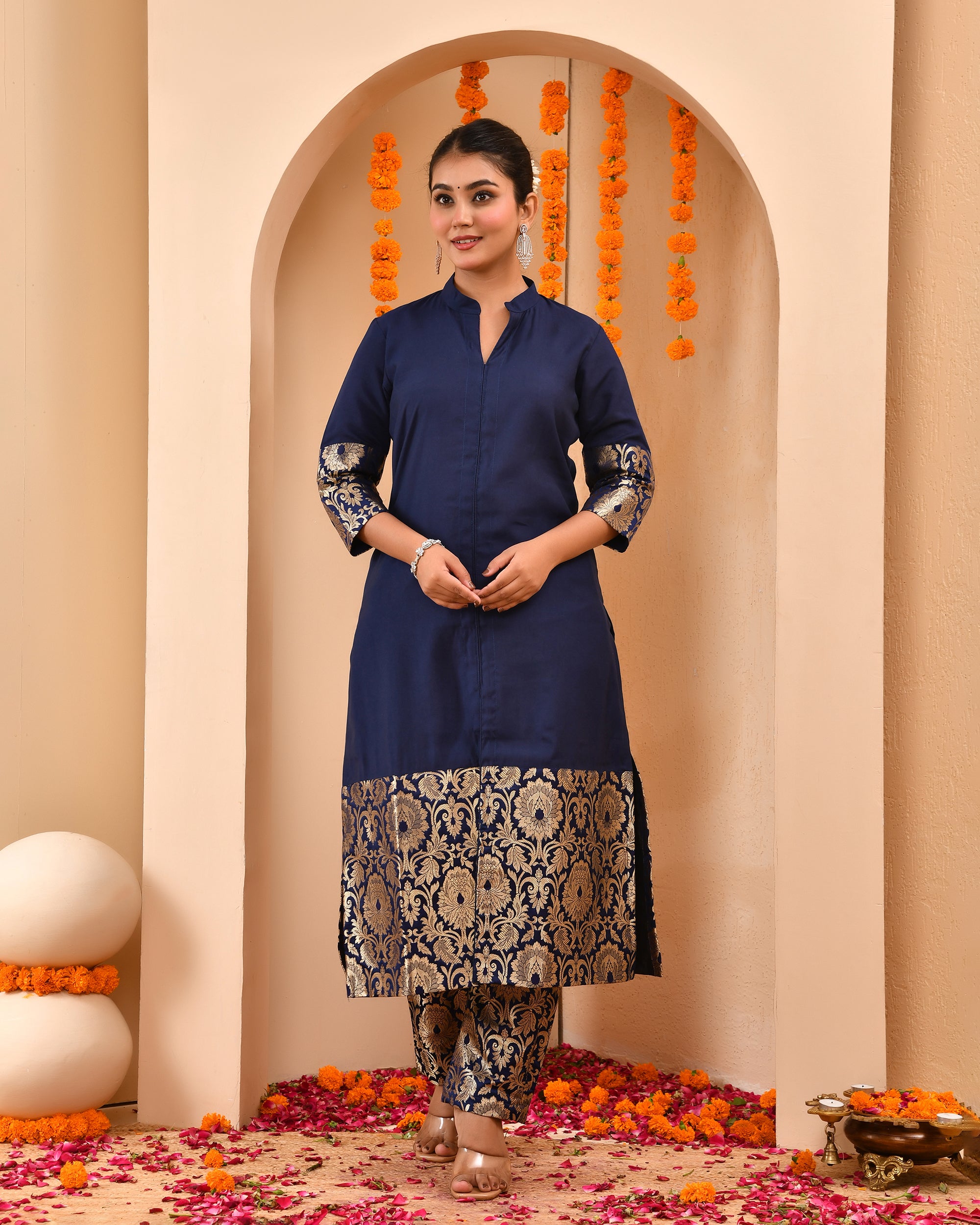 Berry Blue Brocade Duppta Set