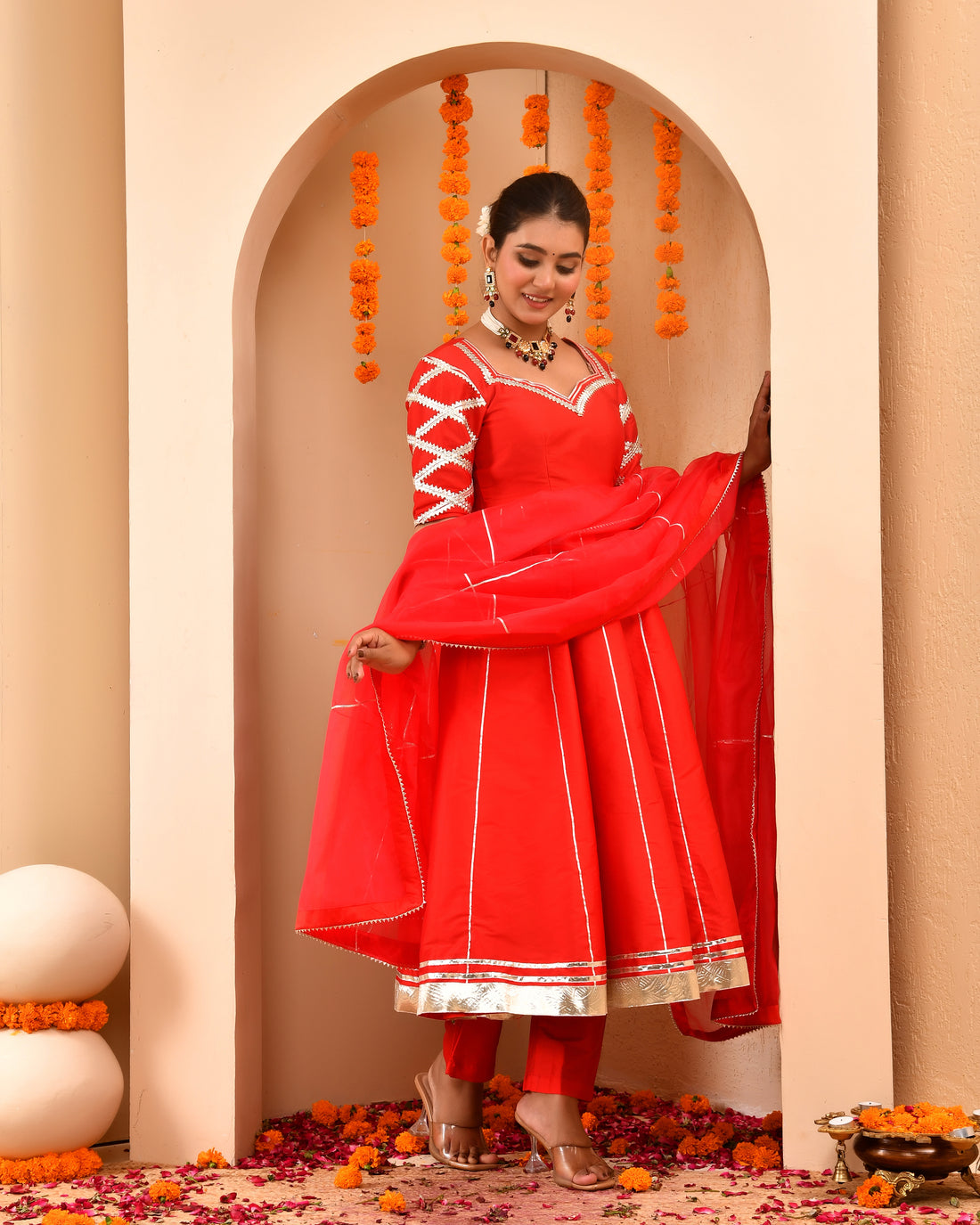 Saadgi Red Anarkali Set