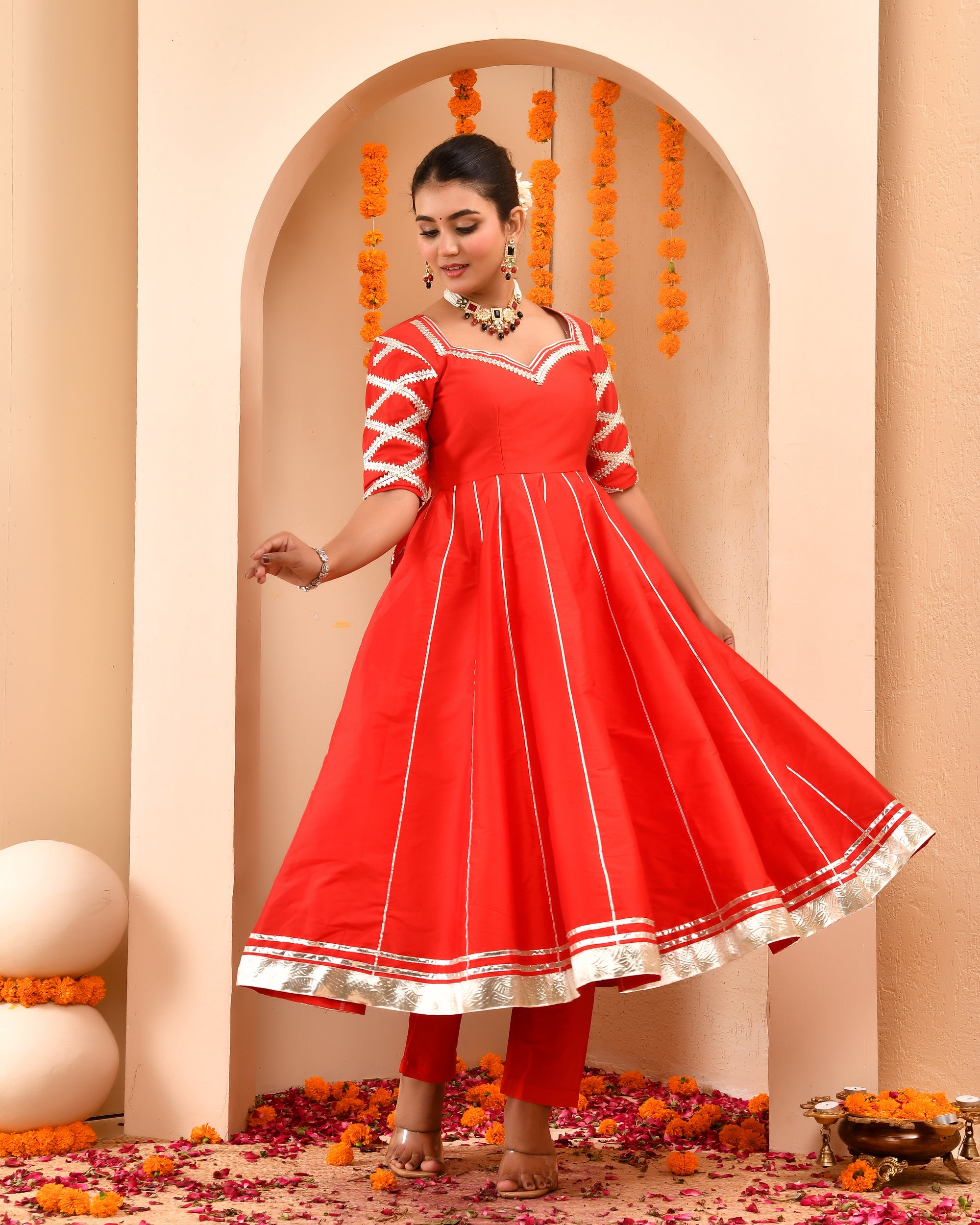 Saadgi Red Anarkali Set