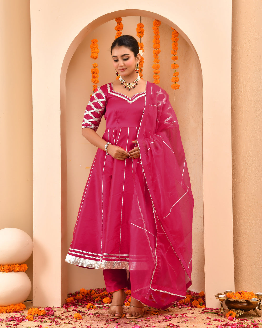 Dil Khas Hot Pink Anarkali Suit Set