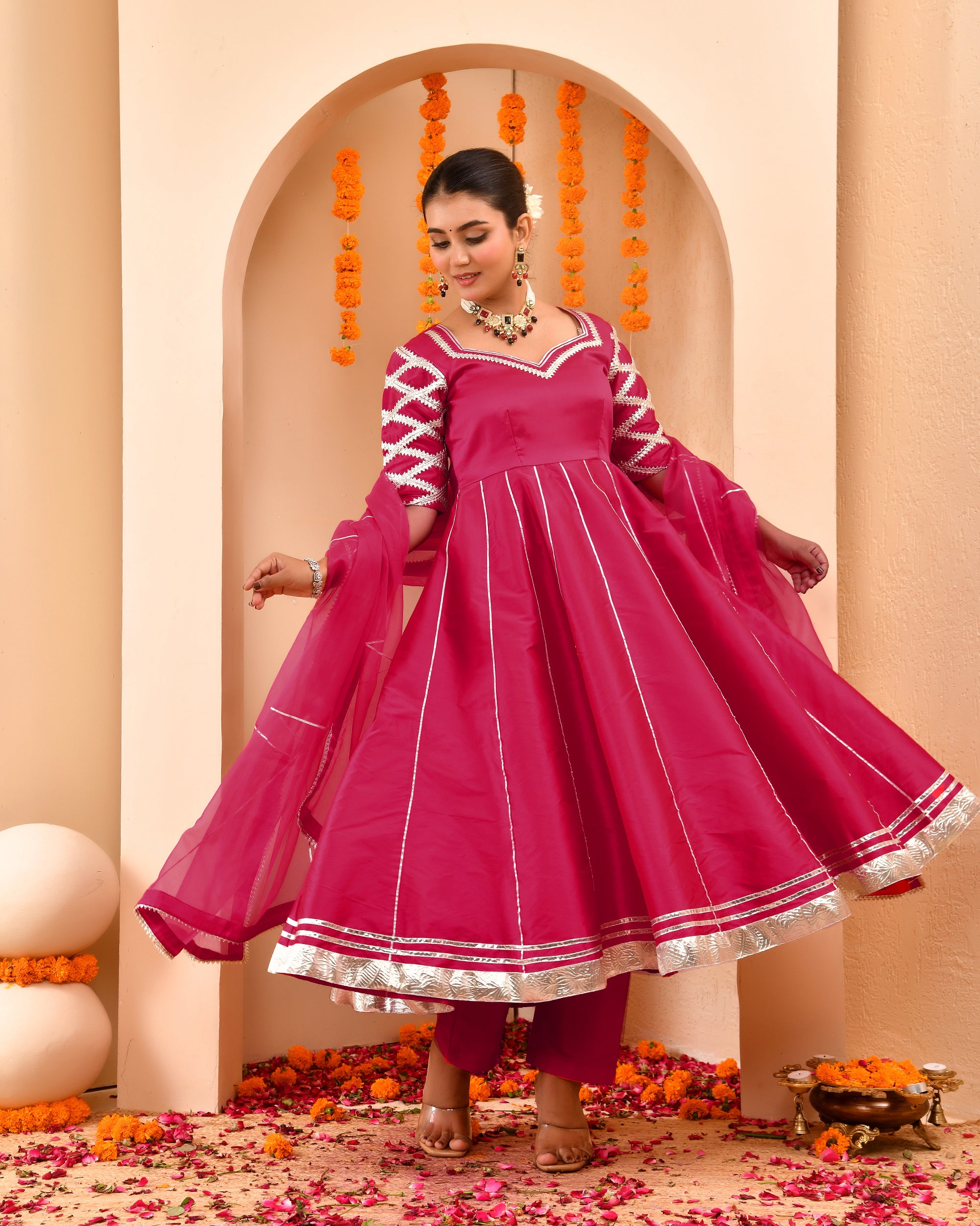Dil Khas Hot Pink Anarkali Suit Set