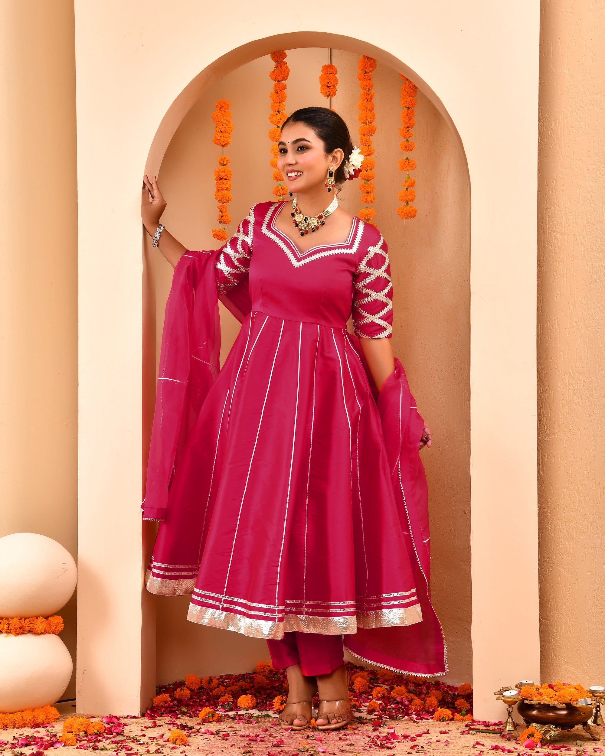 Dil Khas Hot Pink Anarkali Suit Set
