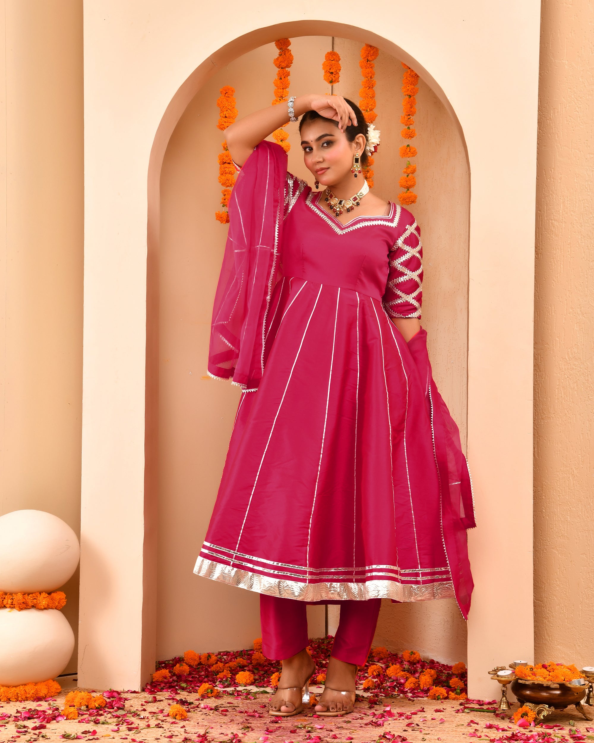 Dil Khas Hot Pink Anarkali Suit Set