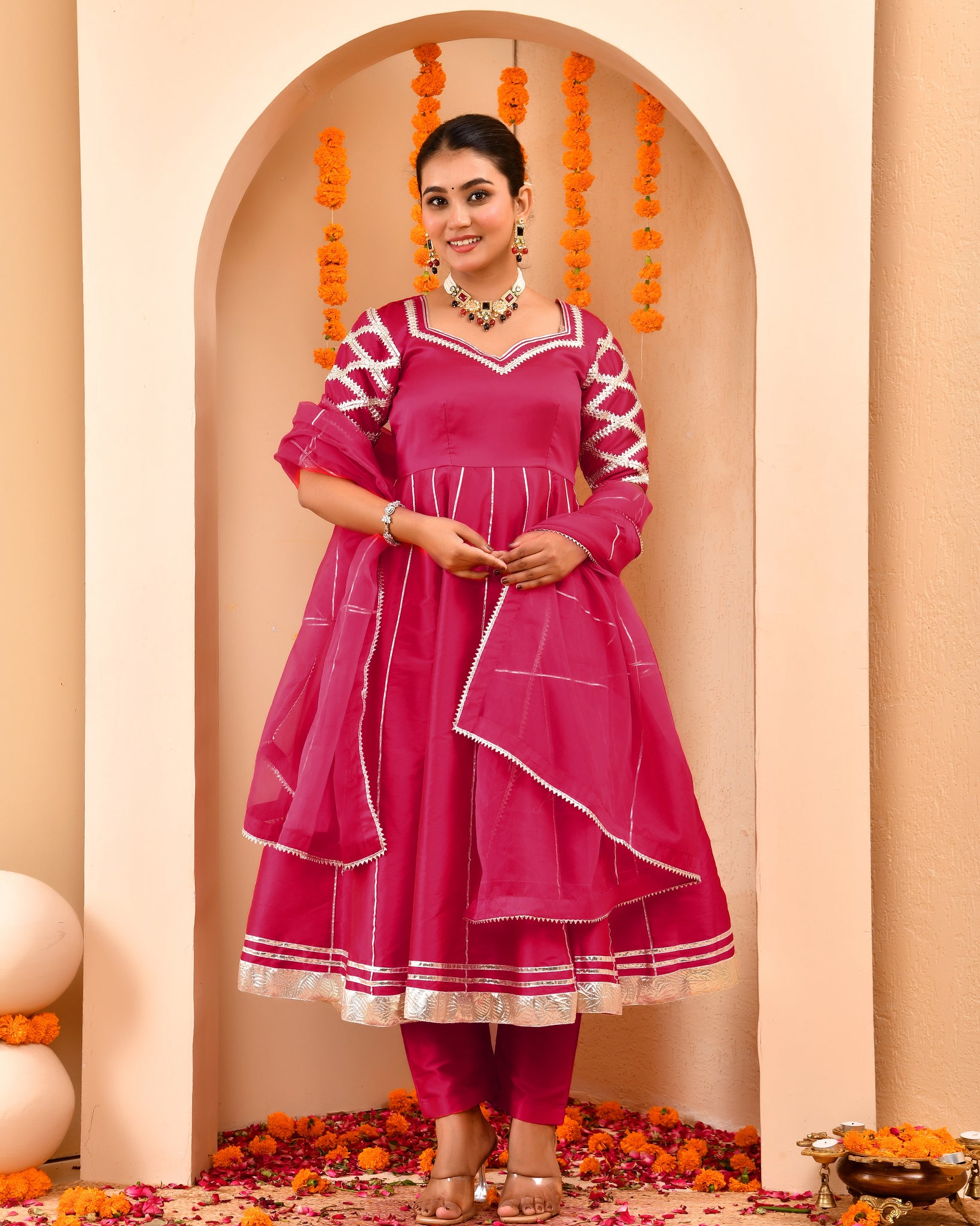 Dil Khas Hot Pink Anarkali Suit Set
