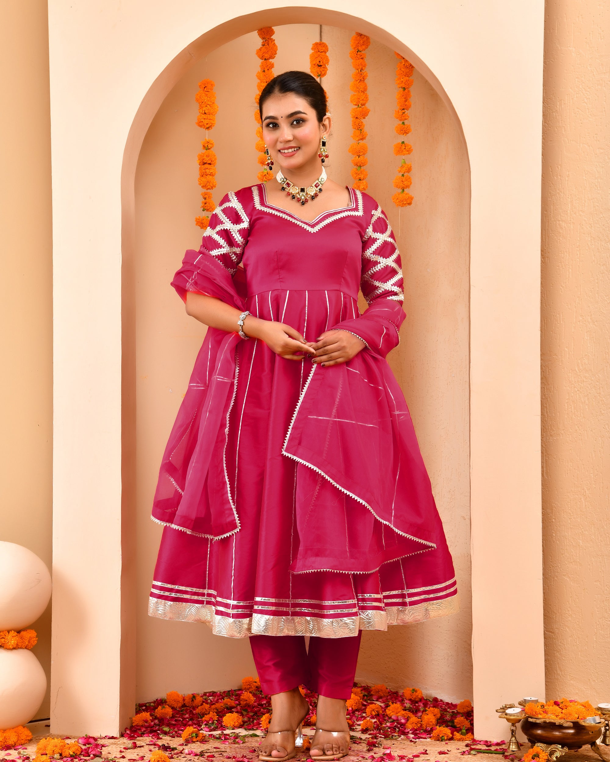 Dil Khas Hot Pink Anarkali Suit Set