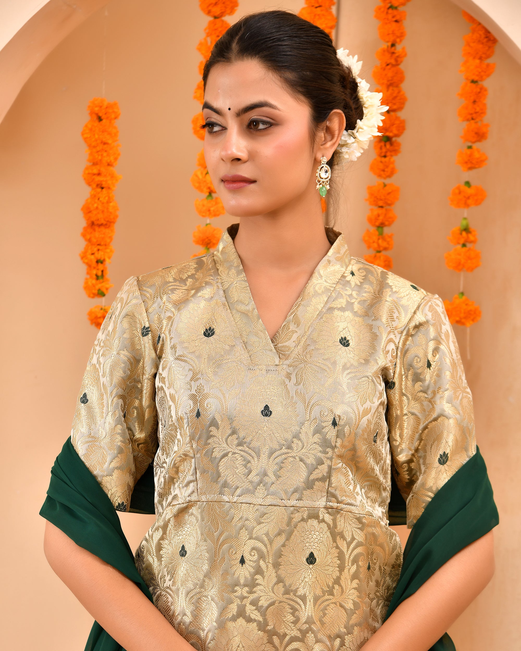 Golden Brocade Sharara Set